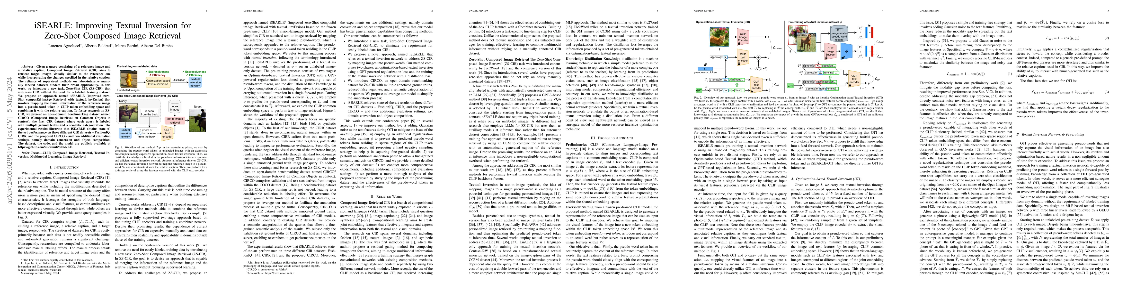 Thumbnail for iSEARLE: Improving Textual Inversion for Zero-Shot Composed Image
  Retrieval