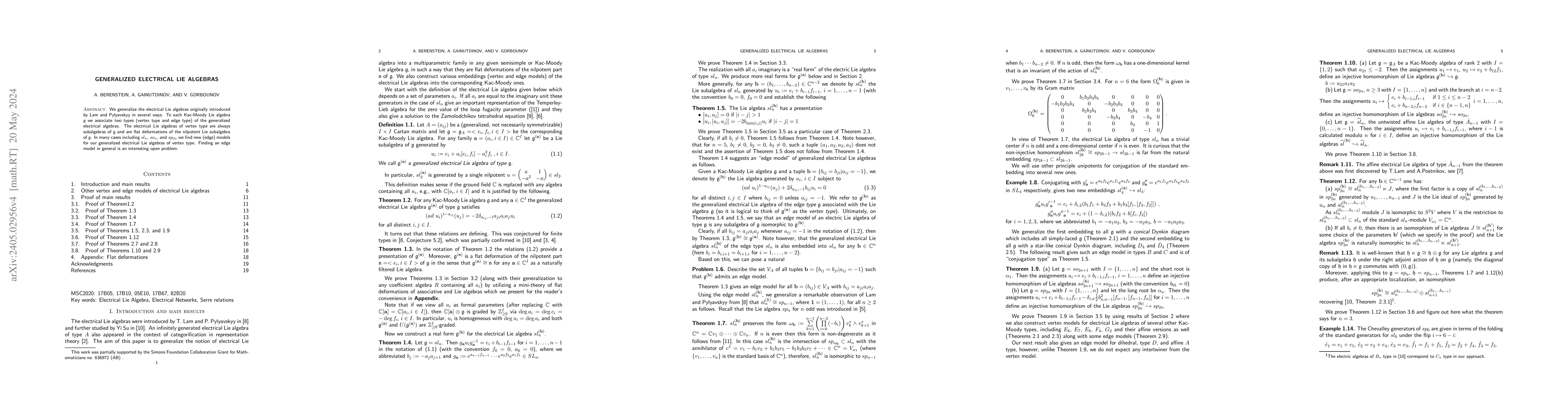 Thumbnail for Generalized electrical Lie algebras