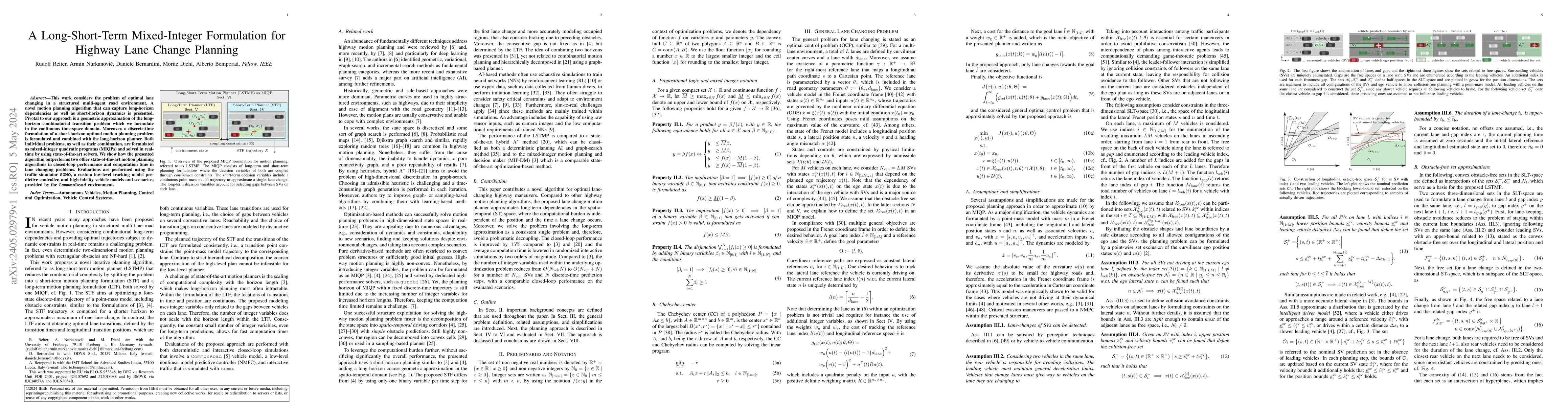 Thumbnail for A Long-Short-Term Mixed-Integer Formulation for Highway Lane Change
  Planning