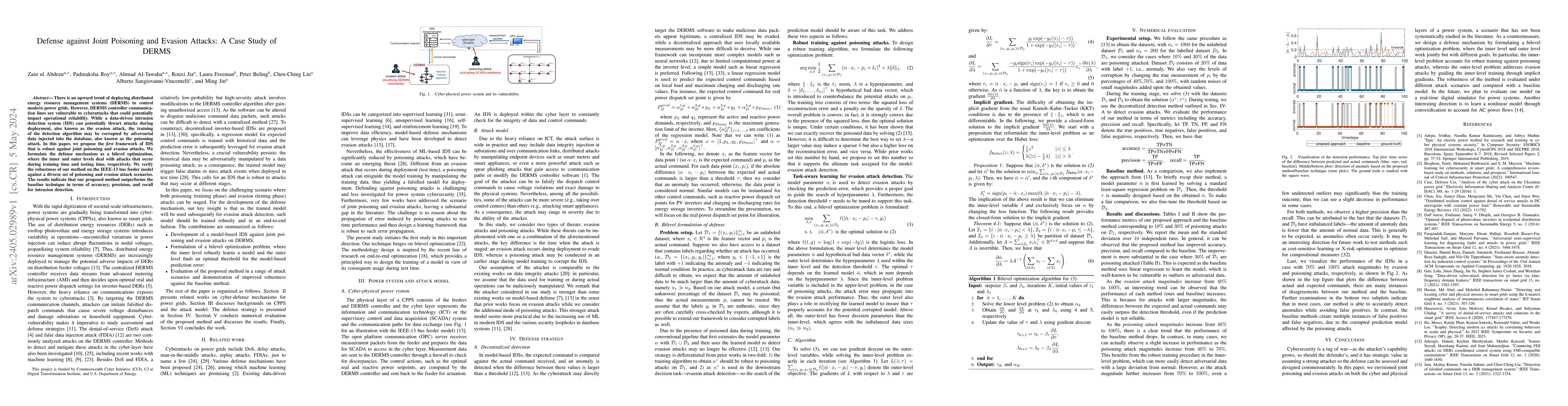 Thumbnail for Defense against Joint Poison and Evasion Attacks: A Case Study of DERMS