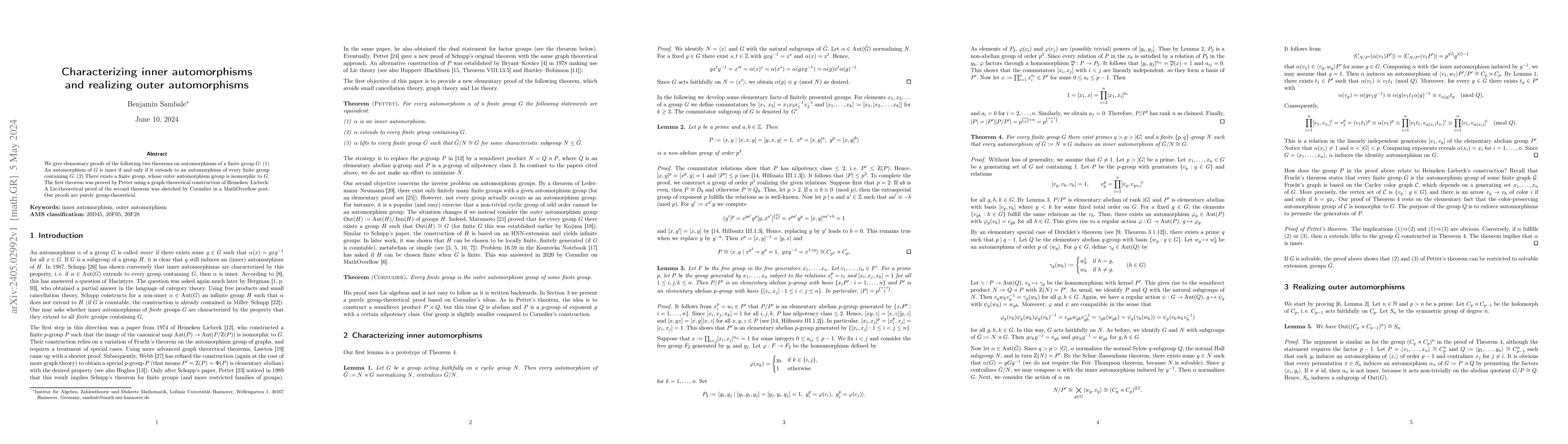 Thumbnail for Characterizing inner automorphisms and realizing outer automorphisms