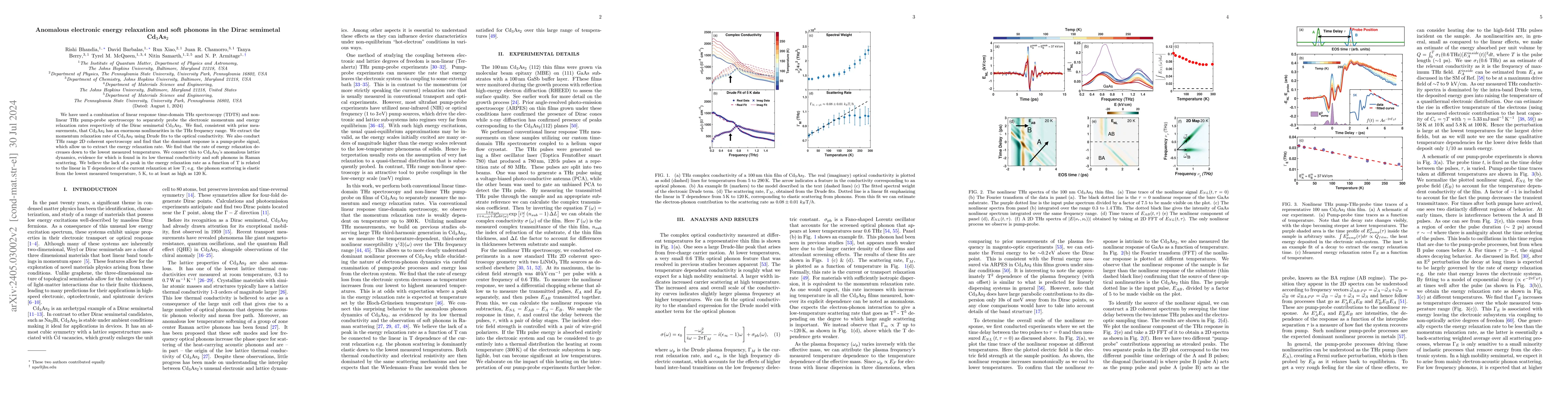 Thumbnail for Anomalous electronic energy relaxation and soft phonons in the Dirac
  semimetal Cd$_3$As$_2$