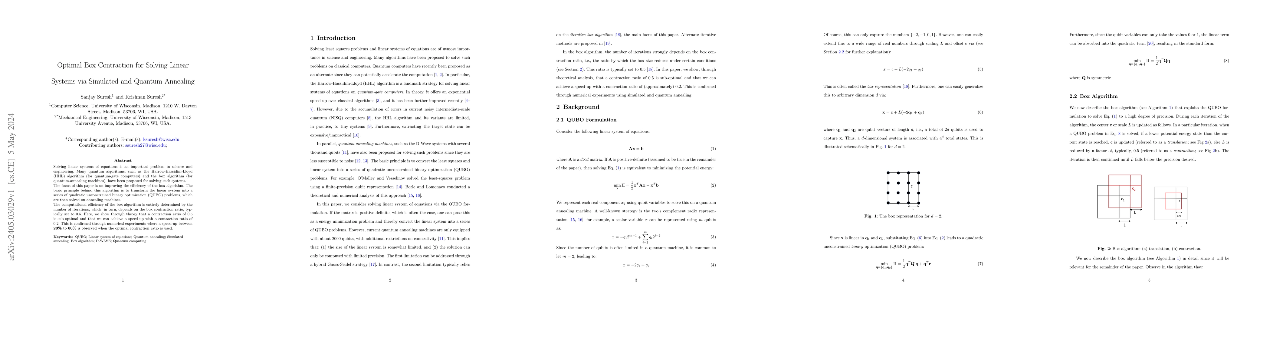 Thumbnail for Optimal Box Contraction for Solving Linear Systems via Simulated and
  Quantum Annealing