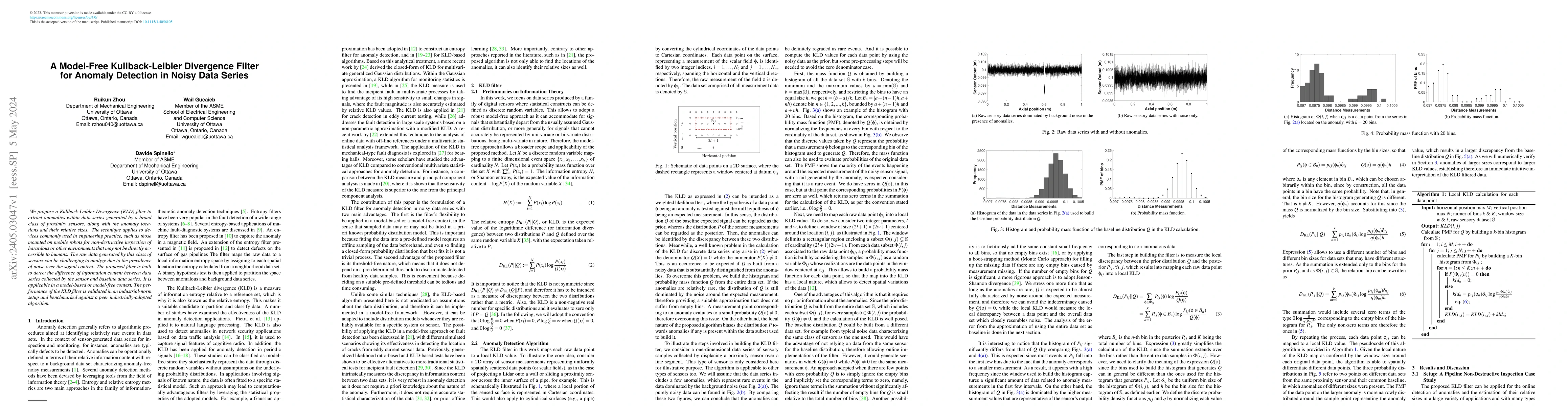 Thumbnail for A Model-Free Kullback-Leibler Divergence Filter for Anomaly Detection in
  Noisy Data Series