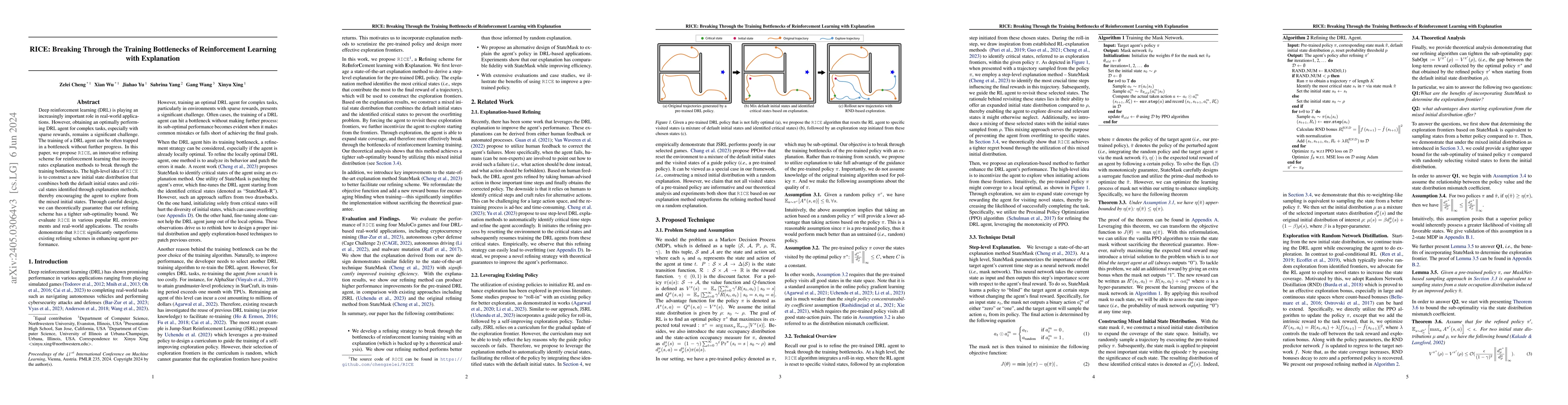 Thumbnail for RICE: Breaking Through the Training Bottlenecks of Reinforcement
  Learning with Explanation