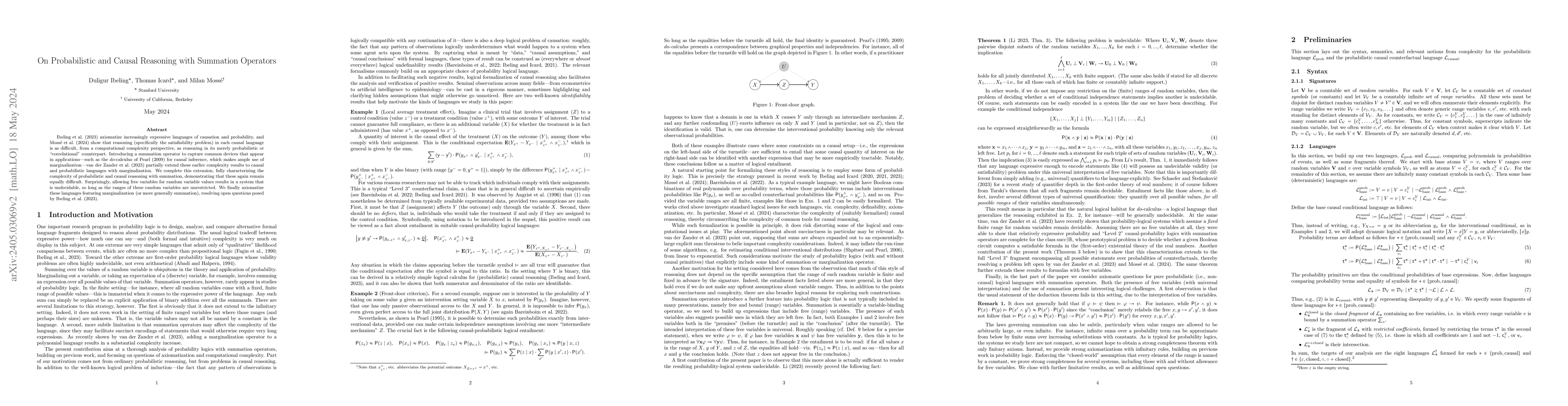 Thumbnail for On Probabilistic and Causal Reasoning with Summation Operators