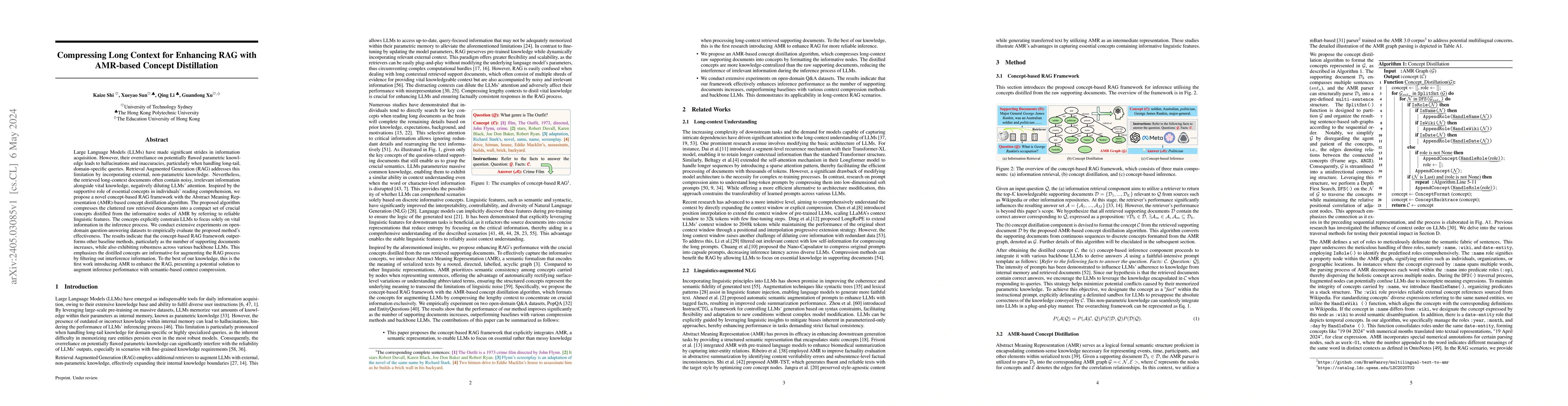 Thumbnail for Compressing Long Context for Enhancing RAG with AMR-based Concept
  Distillation