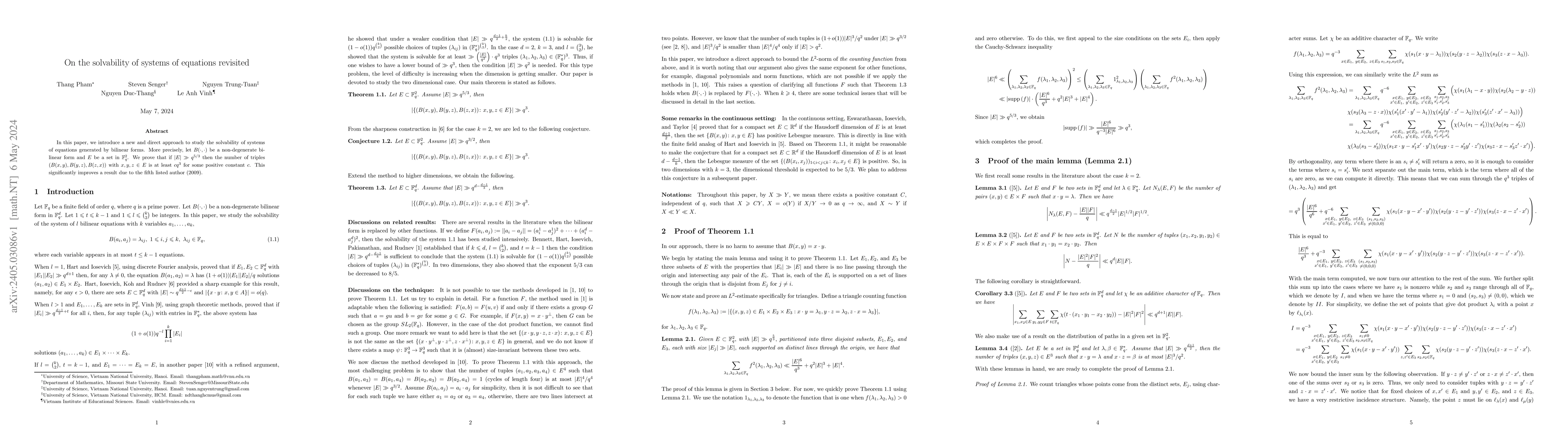 Thumbnail for On the solvability of systems of equations revisited