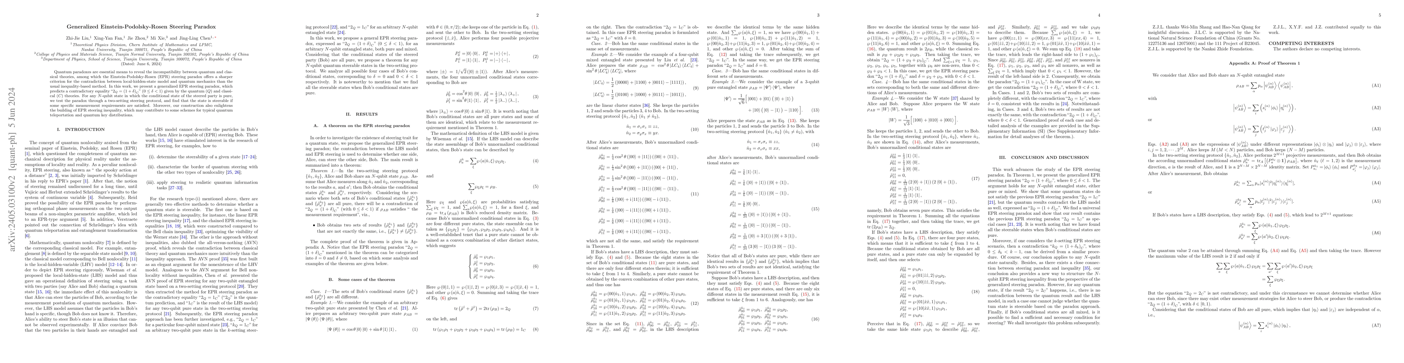Thumbnail for Generalized Einstein-Podolsky-Rosen Steering Paradox