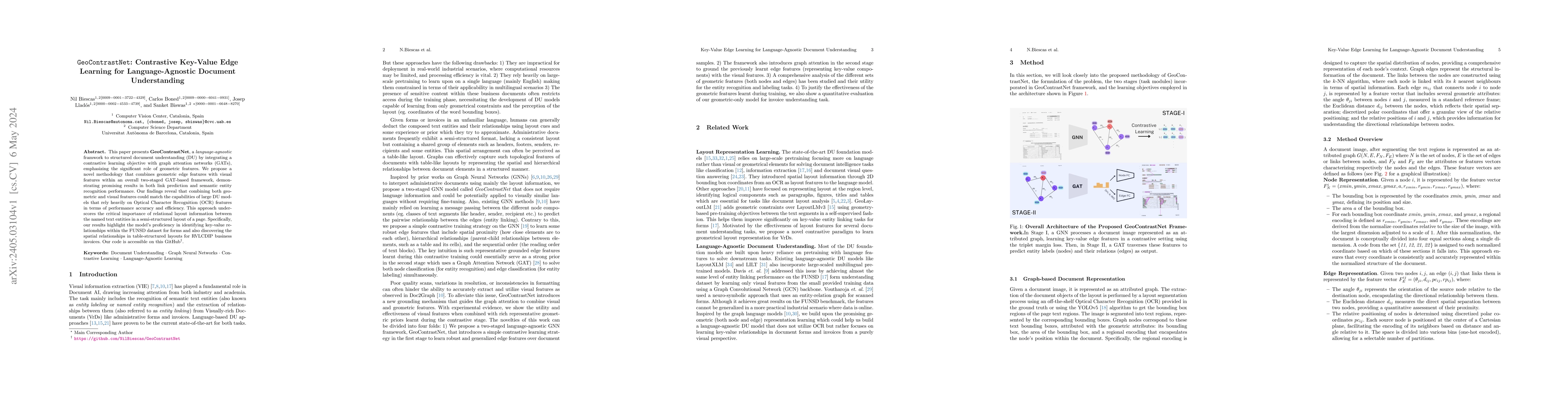 Thumbnail for GeoContrastNet: Contrastive Key-Value Edge Learning for
  Language-Agnostic Document Understanding