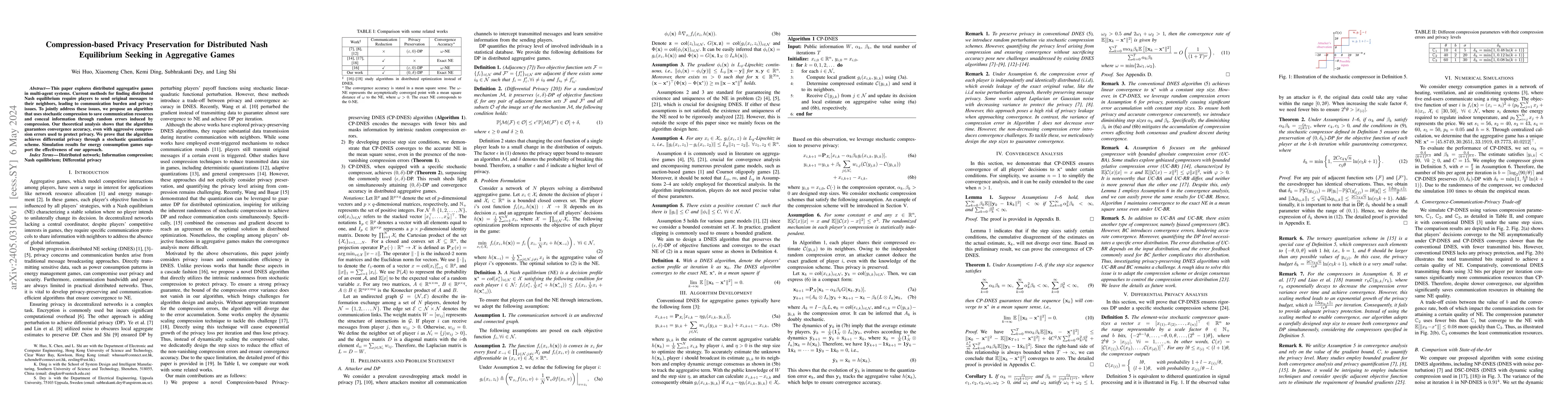 Thumbnail for Compression-based Privacy Preservation for Distributed Nash Equilibrium
  Seeking in Aggregative Games