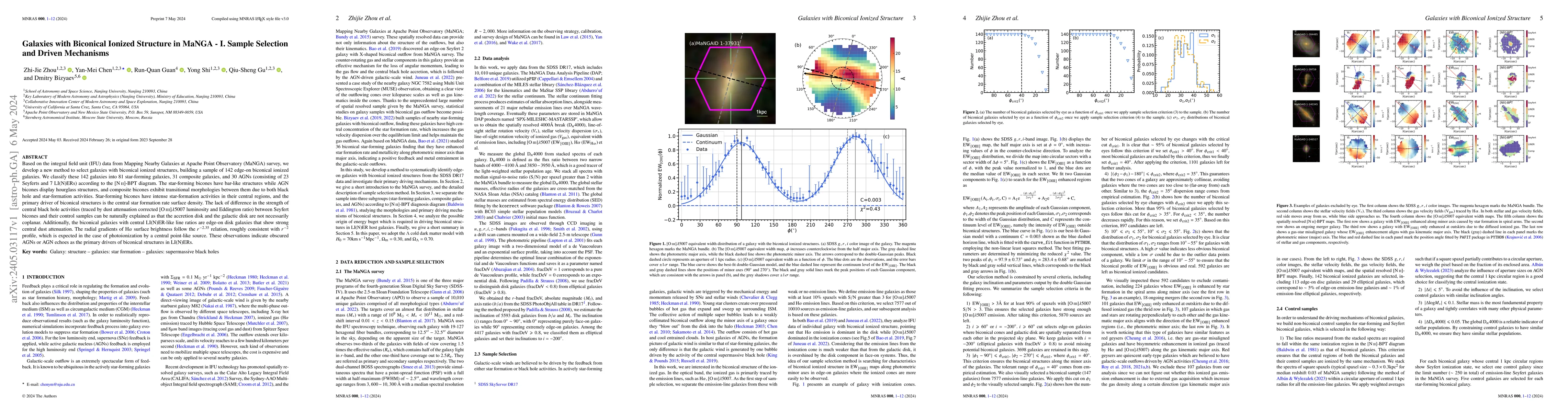Thumbnail for Galaxies with Biconical Ionized Structure in MaNGA - I. Sample Selection
  and Driven Mechanisms