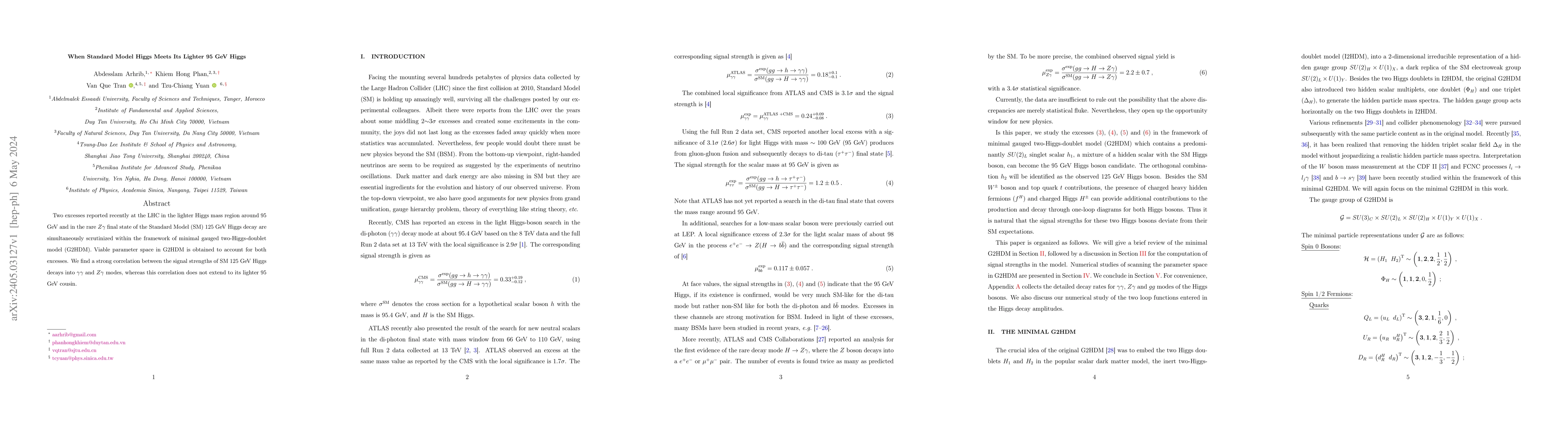 Thumbnail for When Standard Model Higgs Meets Its Lighter 95 GeV Higgs