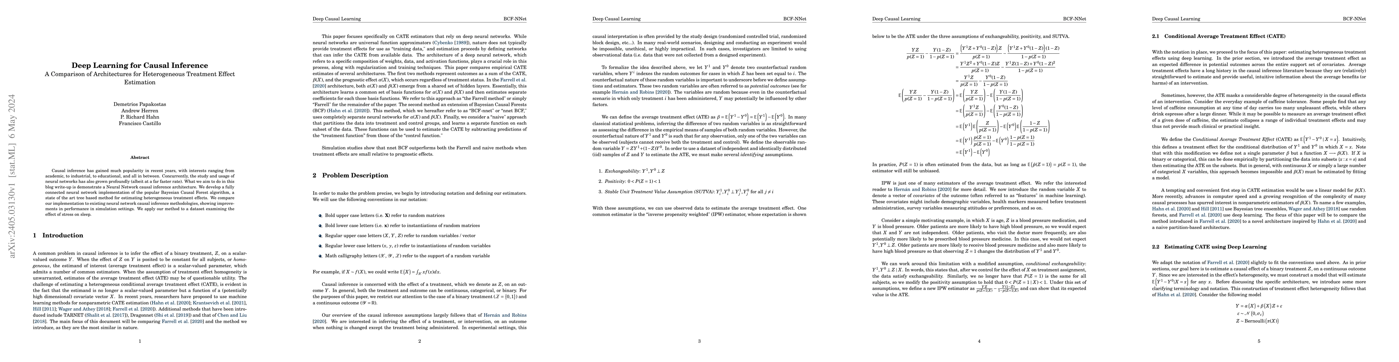 Thumbnail for Deep Learning for Causal Inference: A Comparison of Architectures for
  Heterogeneous Treatment Effect Estimation