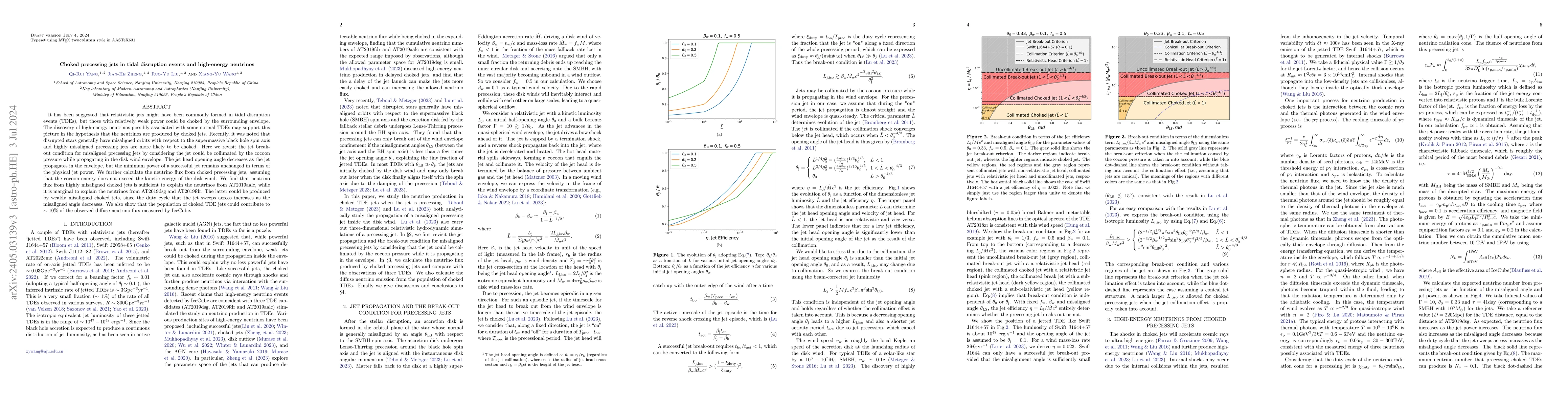 Thumbnail for Choked precessing jets in tidal disruption events and high-energy
  neutrinos