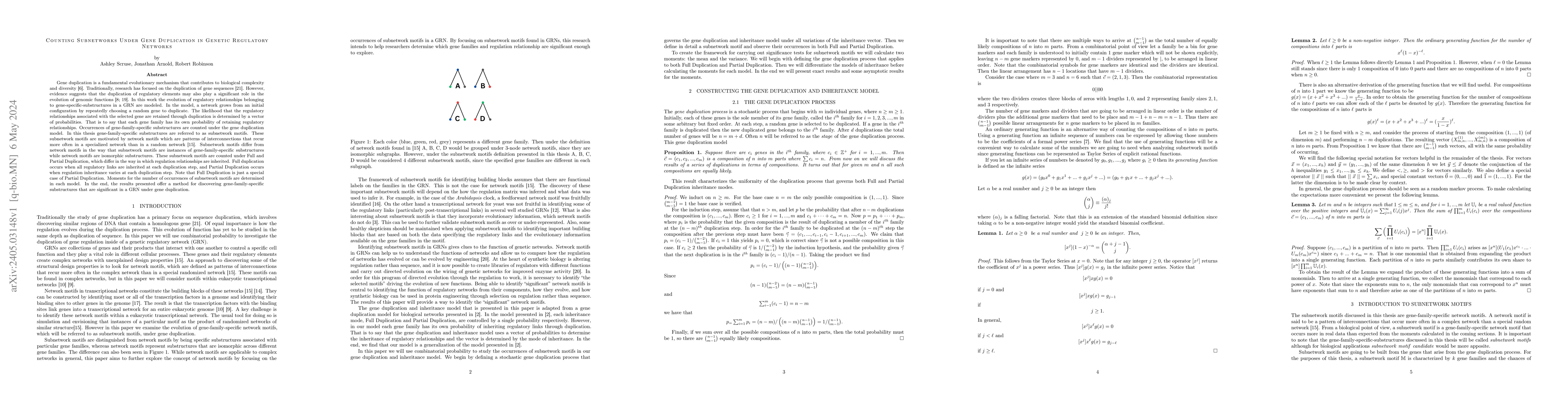 Thumbnail for Counting Subnetworks Under Gene Duplication in Genetic Regulatory
  Networks