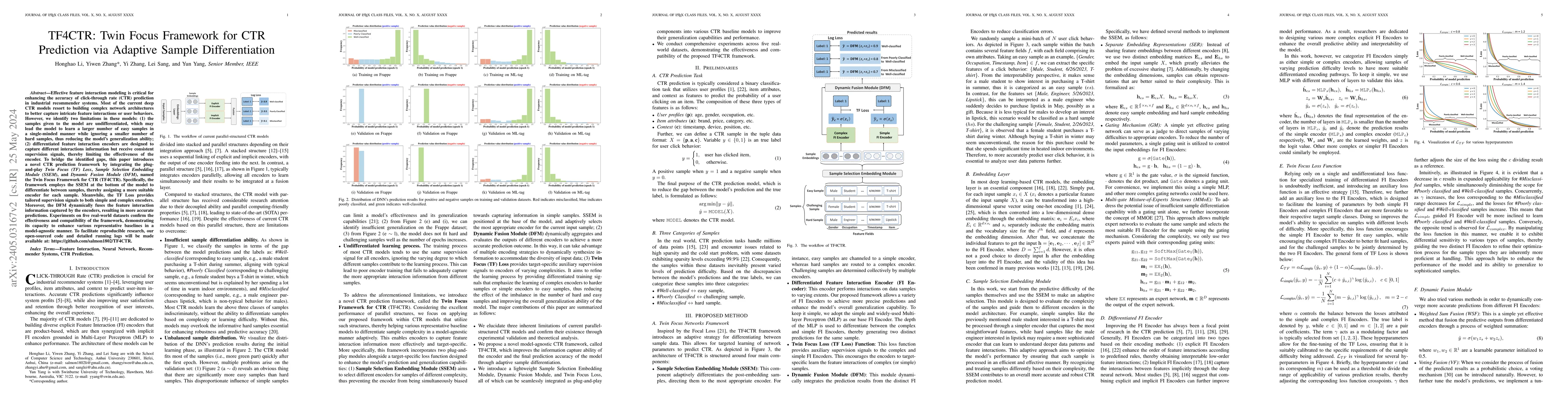 Thumbnail for TF4CTR: Twin Focus Framework for CTR Prediction via Adaptive Sample
  Differentiation