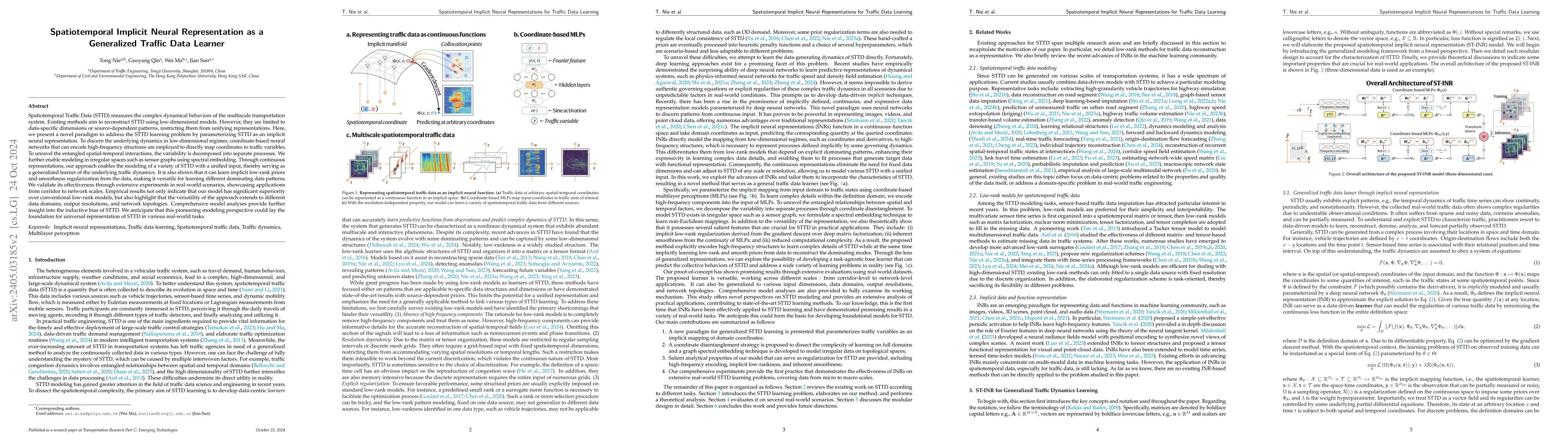 Thumbnail for Spatiotemporal Implicit Neural Representation as a Generalized Traffic
  Data Learner