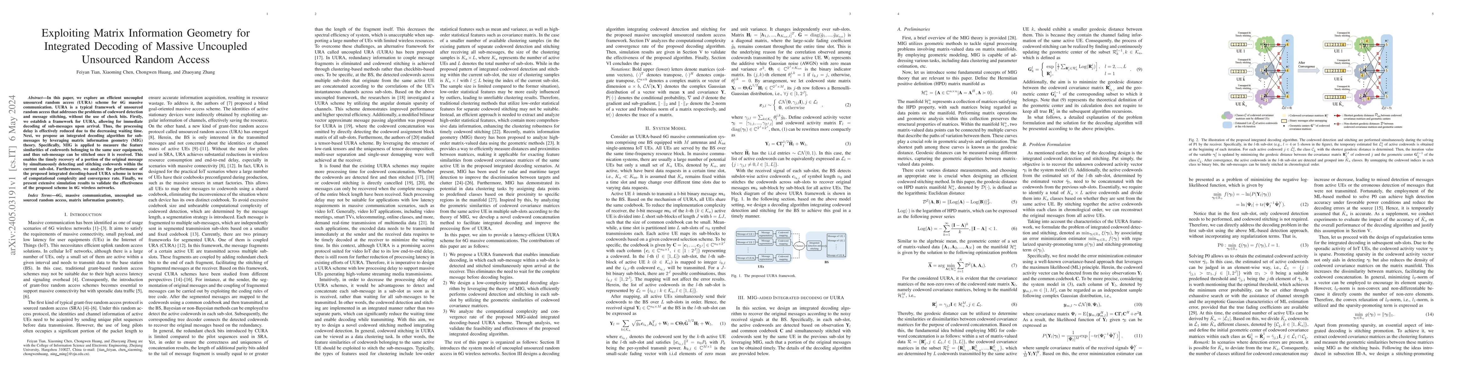 Thumbnail for Exploiting Matrix Information Geometry for Integrated Decoding of
  Massive Uncoupled Unsourced Random Access