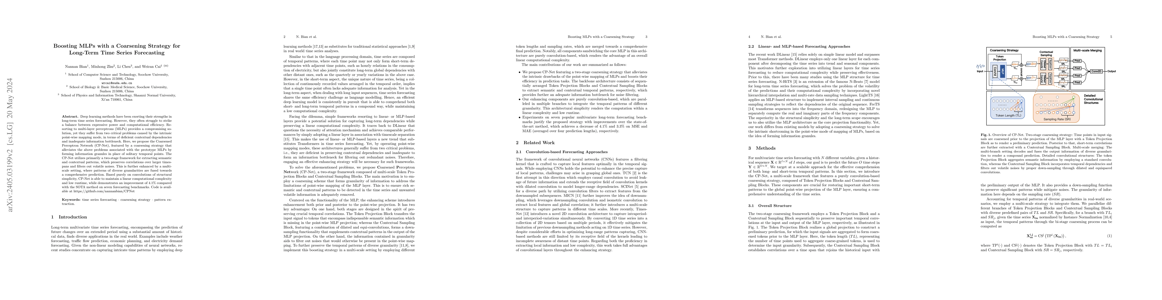 Thumbnail for Boosting MLPs with a Coarsening Strategy for Long-Term Time Series
  Forecasting