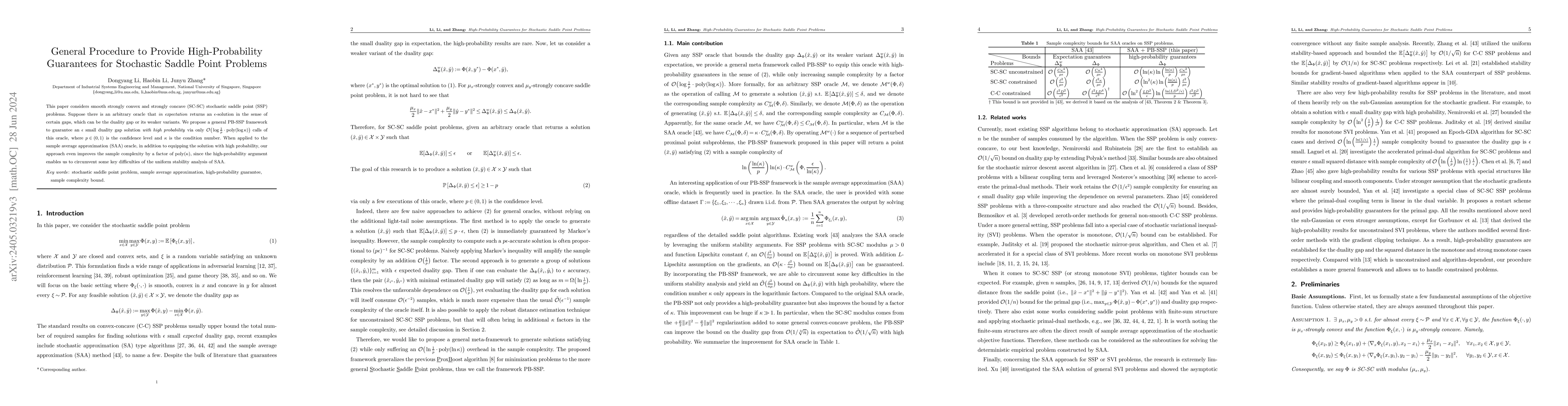 Thumbnail for General Procedure to Provide High-Probability Guarantees for Stochastic
  Saddle Point Problems