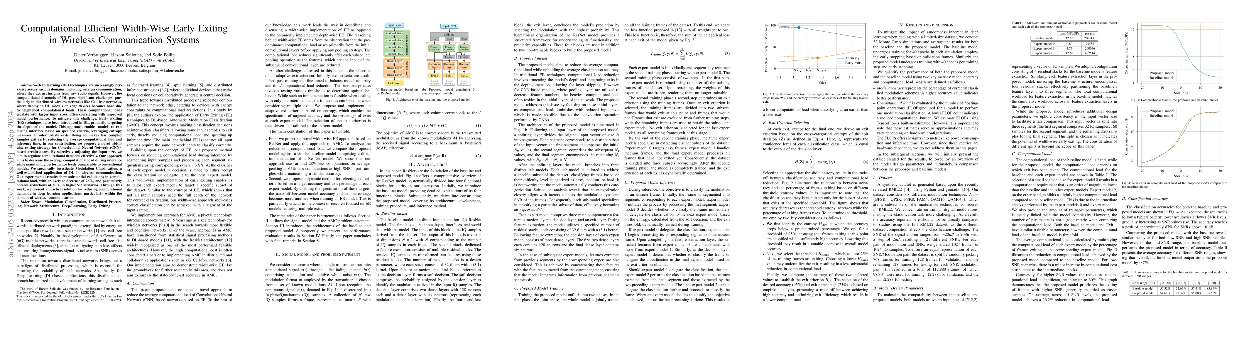 Thumbnail for Computational Efficient Width-Wise Early Exits in Modulation
  Classification