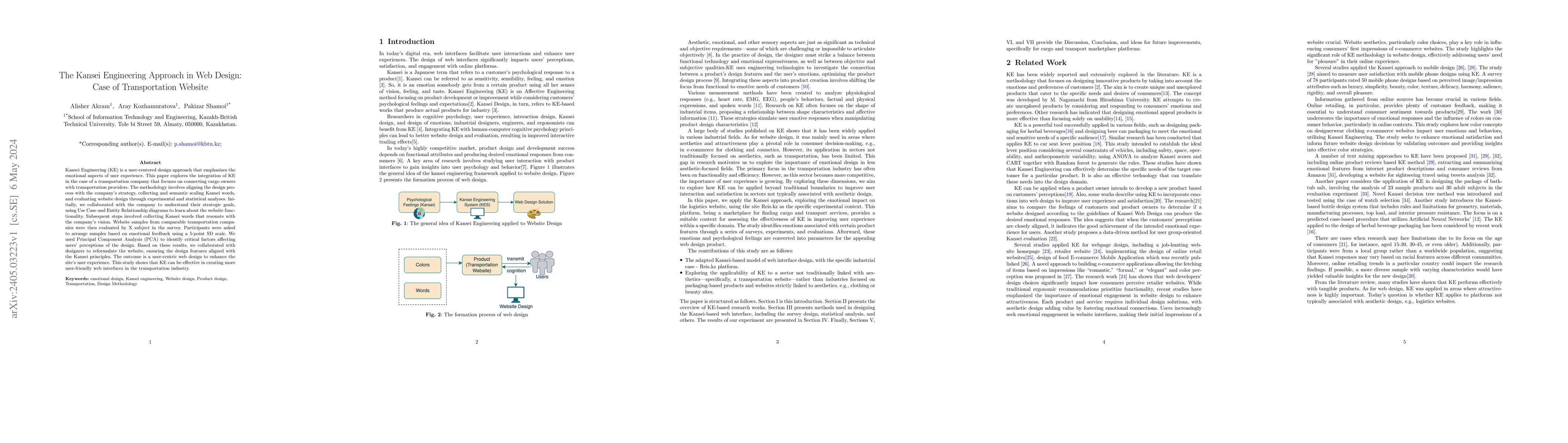 Thumbnail for The Kansei Engineering Approach in Web Design:Case of Transportation
  Website