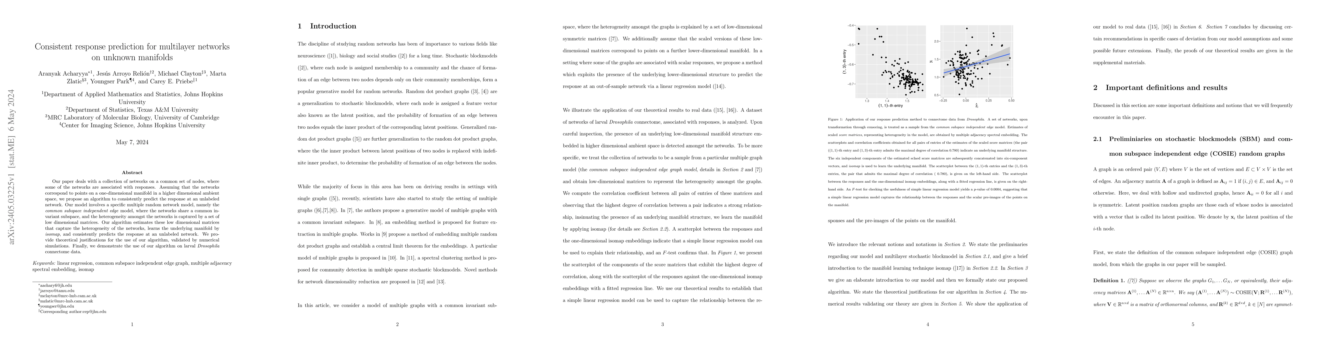 Thumbnail for Consistent response prediction for multilayer networks on unknown
  manifolds
