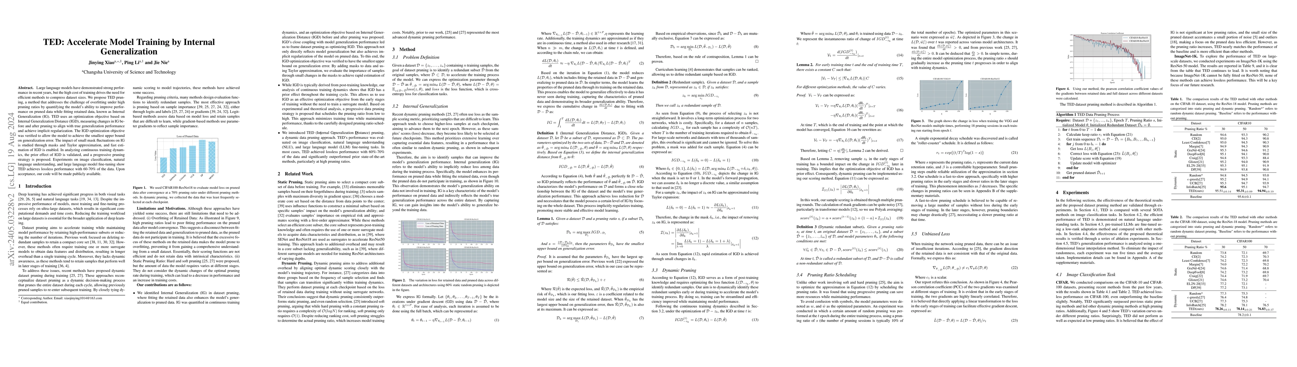 Thumbnail for TED: Accelerate Model Training by Internal Generalization