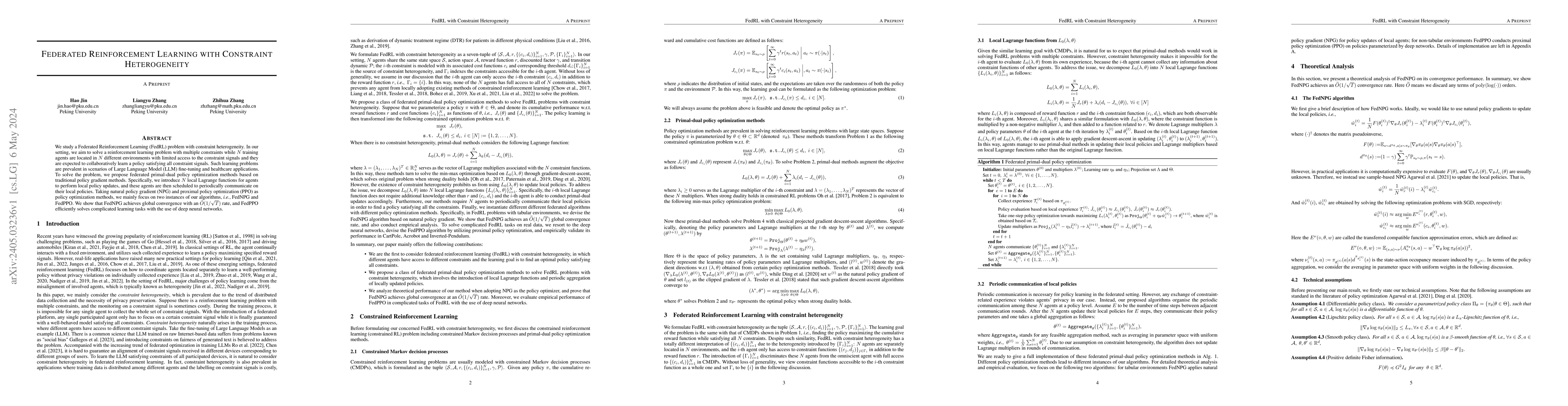 Thumbnail for Federated Reinforcement Learning with Constraint Heterogeneity