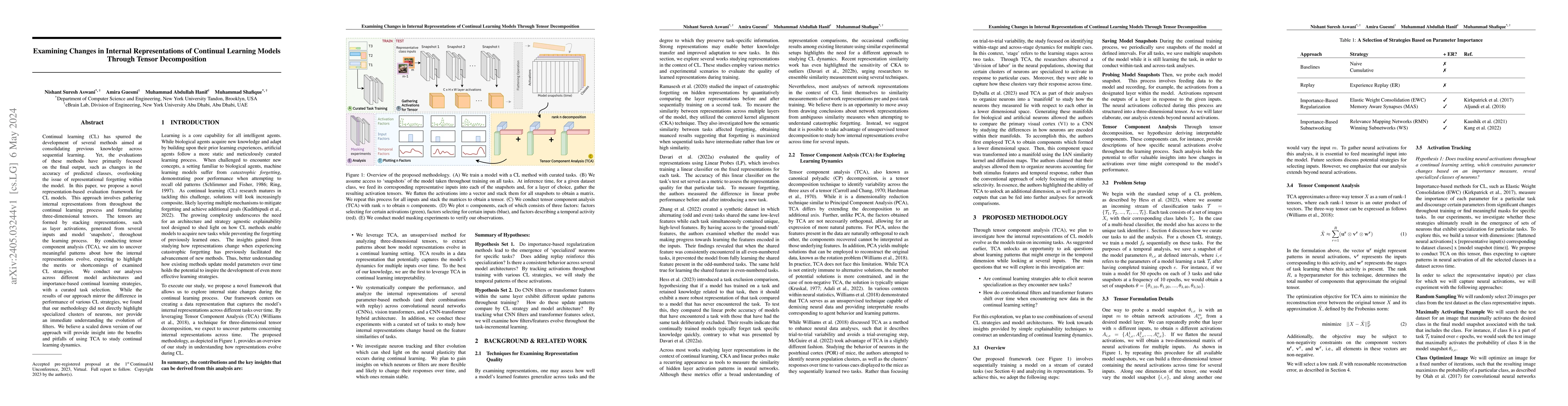 Thumbnail for Examining Changes in Internal Representations of Continual Learning
  Models Through Tensor Decomposition