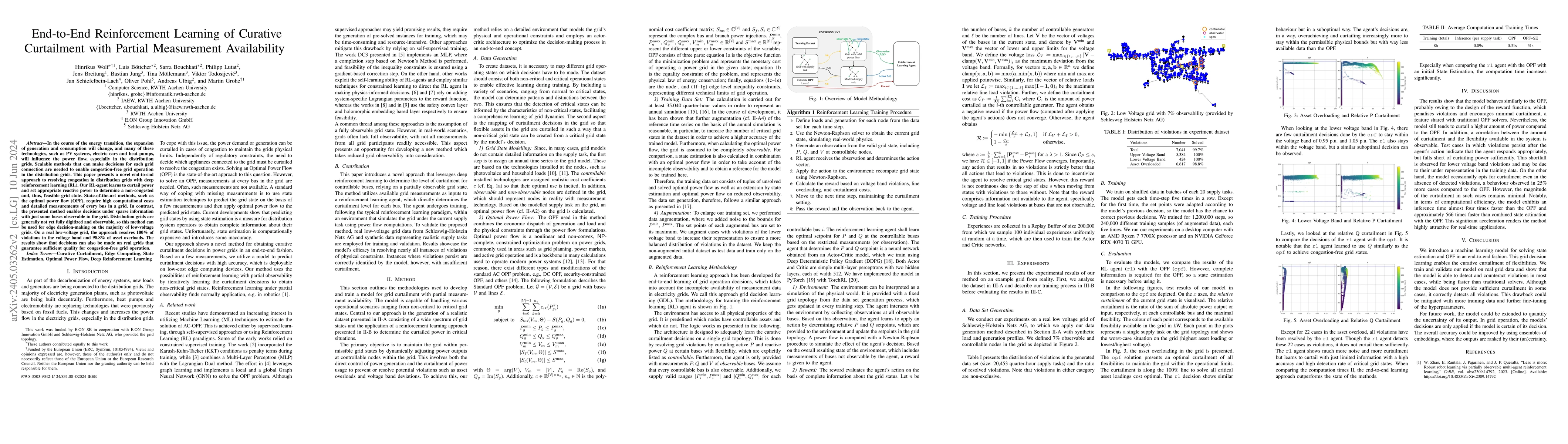 Thumbnail for End-to-End Reinforcement Learning of Curative Curtailment with Partial
  Measurement Availability