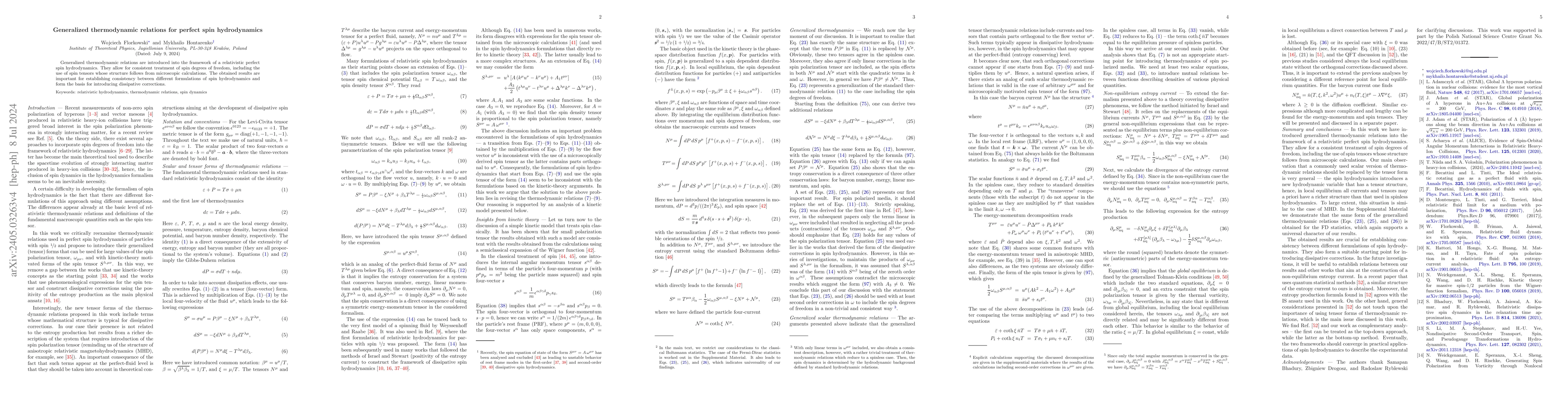Thumbnail for Generalized thermodynamic relations for perfect spin hydrodynamics