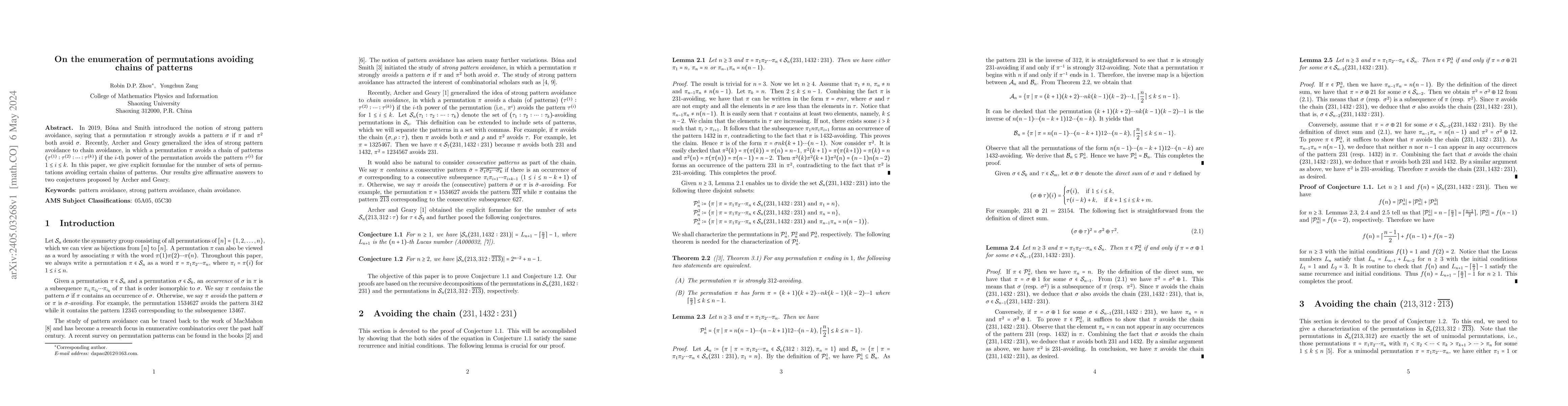 Thumbnail for On the enumeration of permutations avoiding chains of patterns