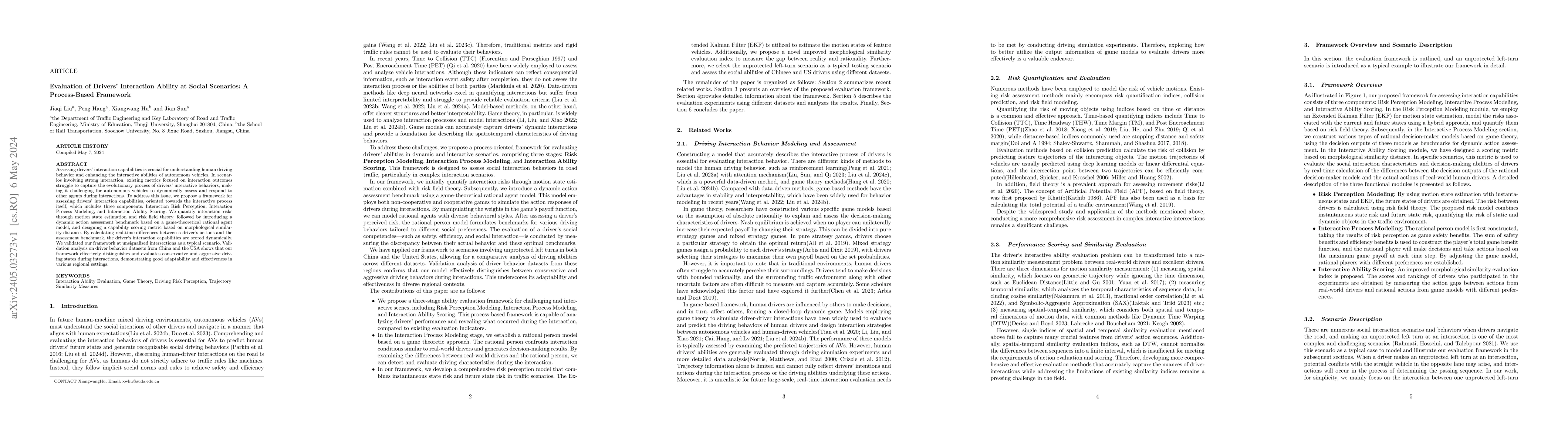 Thumbnail for Evaluation of Drivers' Interaction Ability at Social Scenarios: A
  Process-Based Framework
