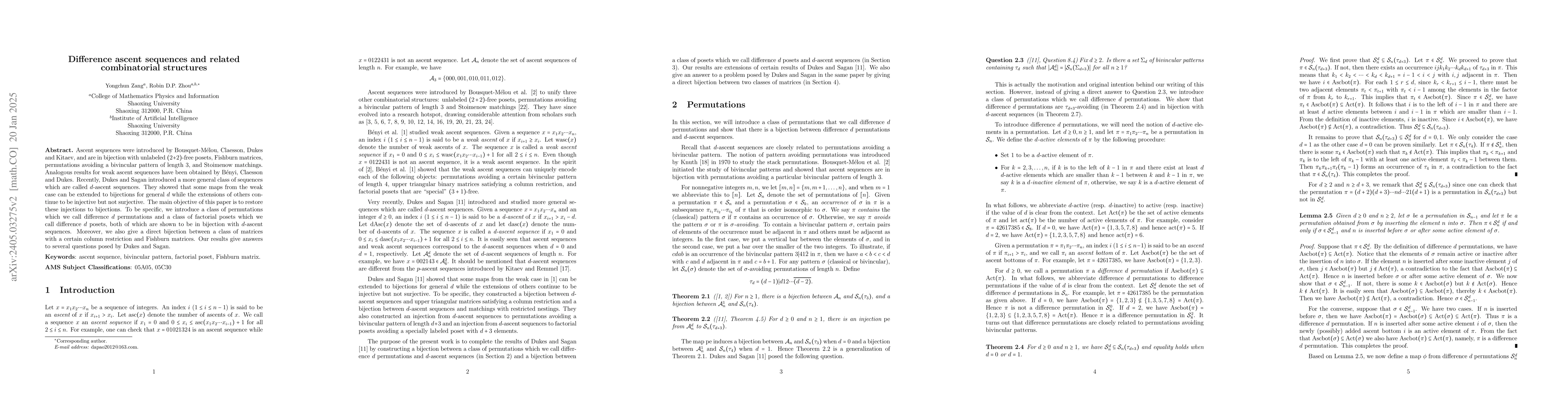 Thumbnail for Difference ascent sequences and related combinatorial structures
