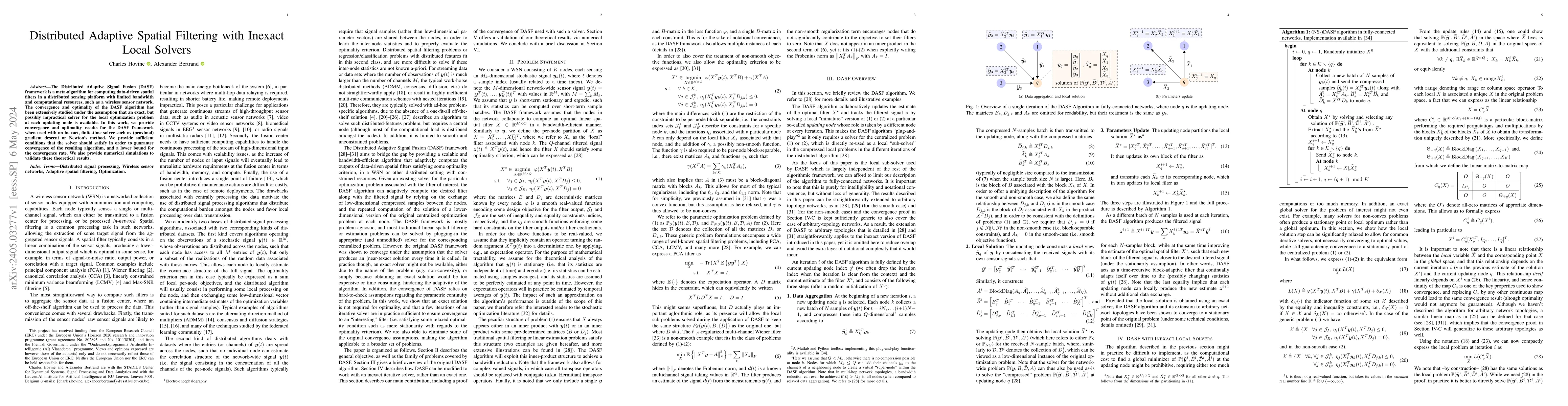Thumbnail for Distributed Adaptive Spatial Filtering with Inexact Local Solvers