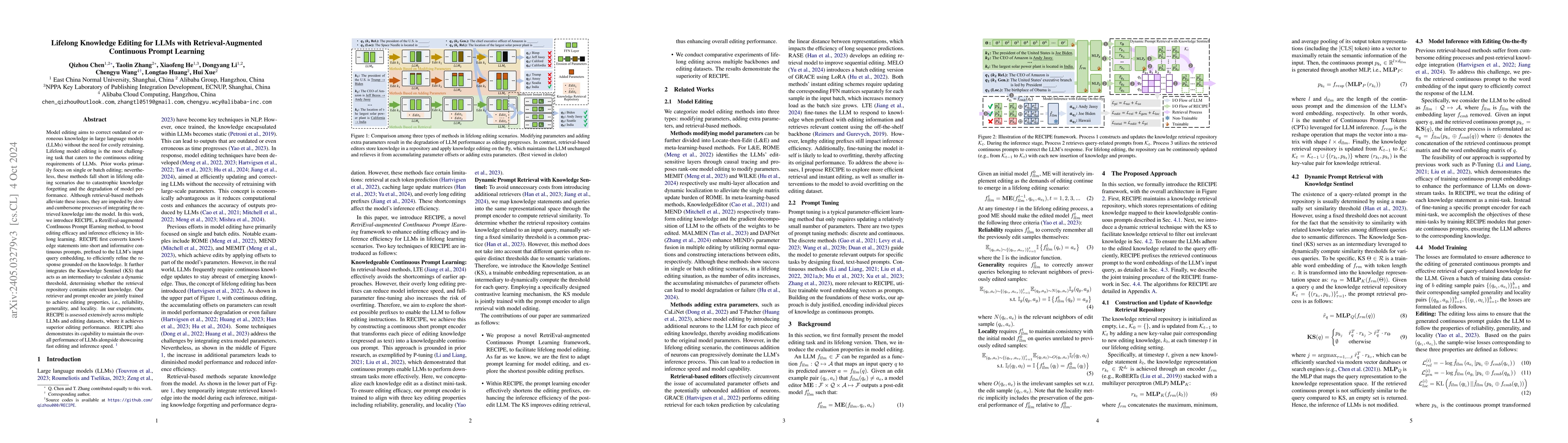 Thumbnail for Lifelong Knowledge Editing for LLMs with Retrieval-Augmented Continuous
  Prompt Learning