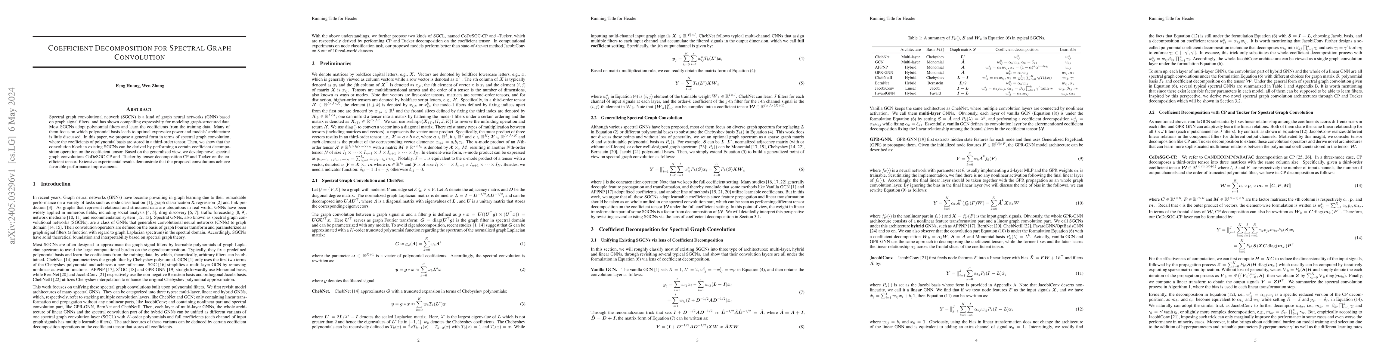 Thumbnail for Coefficient Decomposition for Spectral Graph Convolution