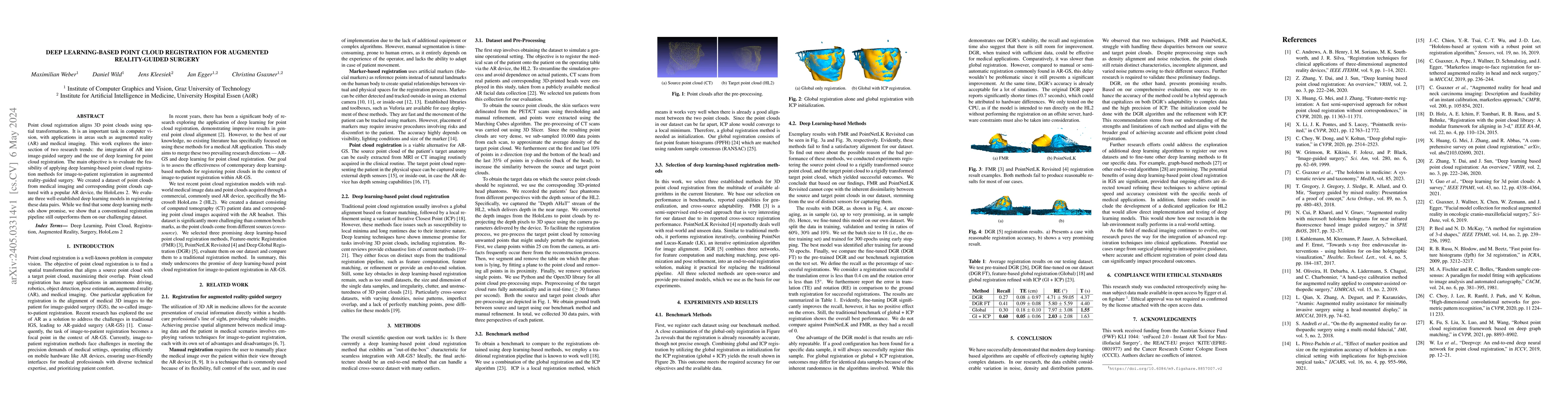 Thumbnail for Deep Learning-based Point Cloud Registration for Augmented
  Reality-guided Surgery