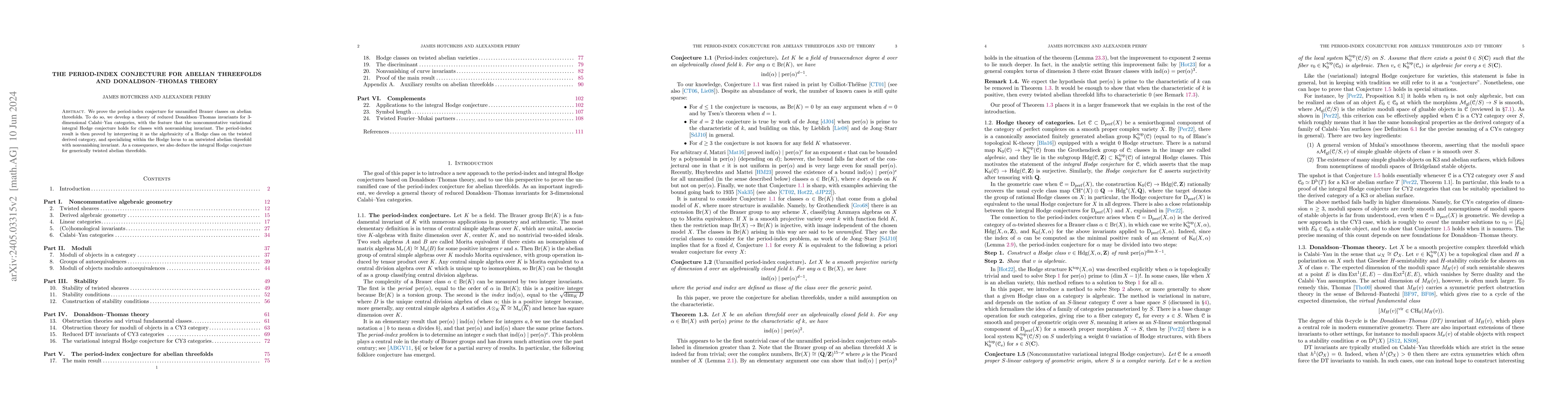 Thumbnail for The period-index conjecture for abelian threefolds and Donaldson-Thomas
  theory