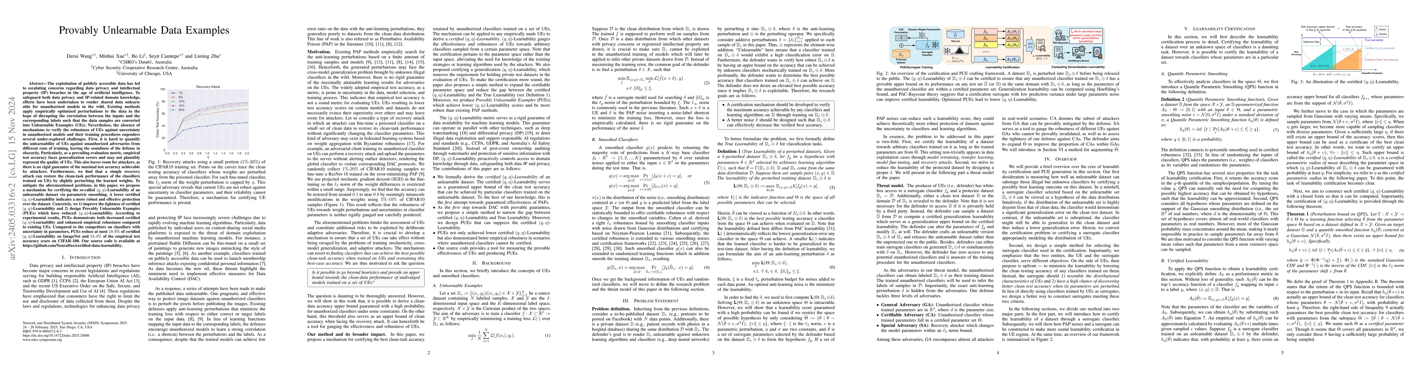Thumbnail for Provably Unlearnable Examples