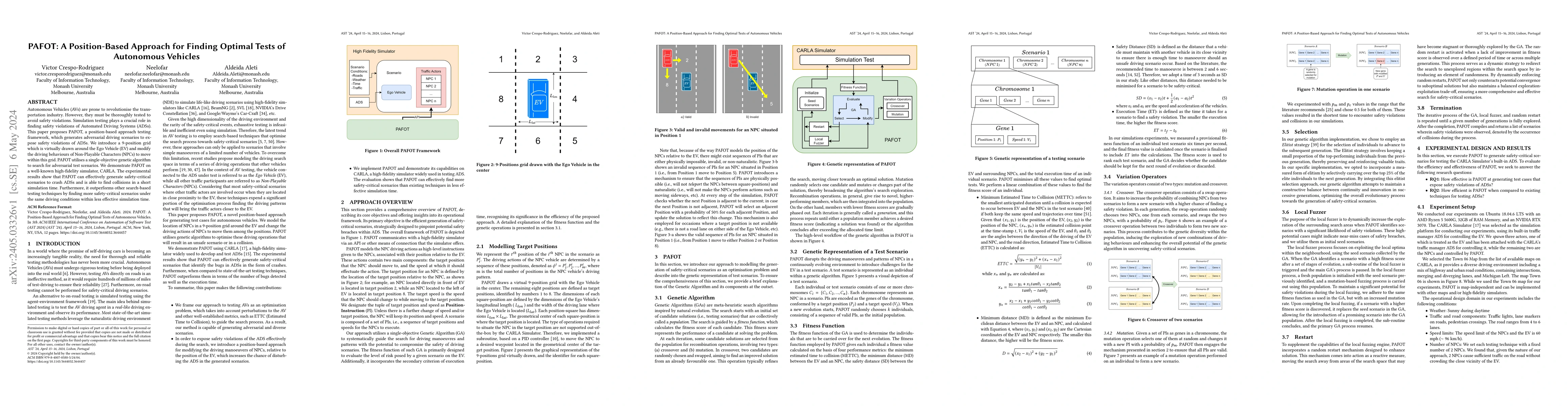 Thumbnail for PAFOT: A Position-Based Approach for Finding Optimal Tests of Autonomous
  Vehicles