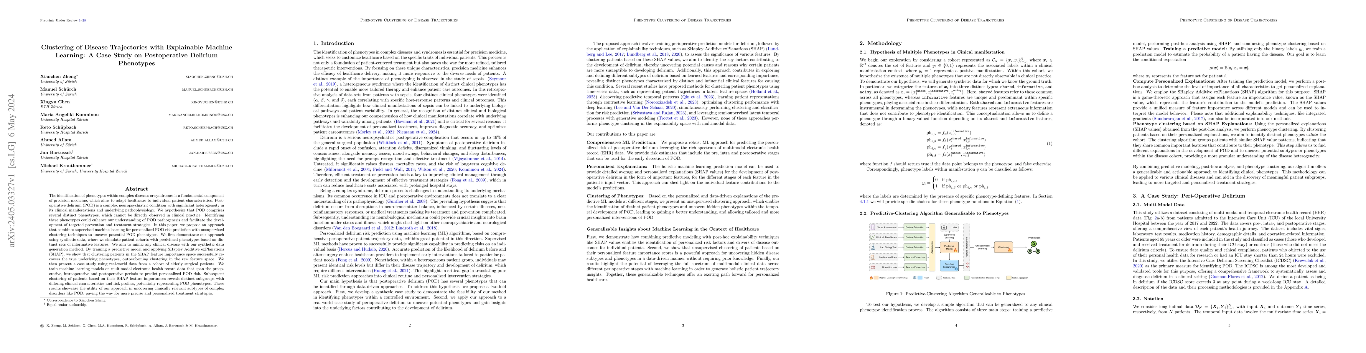 Thumbnail for Clustering of Disease Trajectories with Explainable Machine Learning: A
  Case Study on Postoperative Delirium Phenotypes
