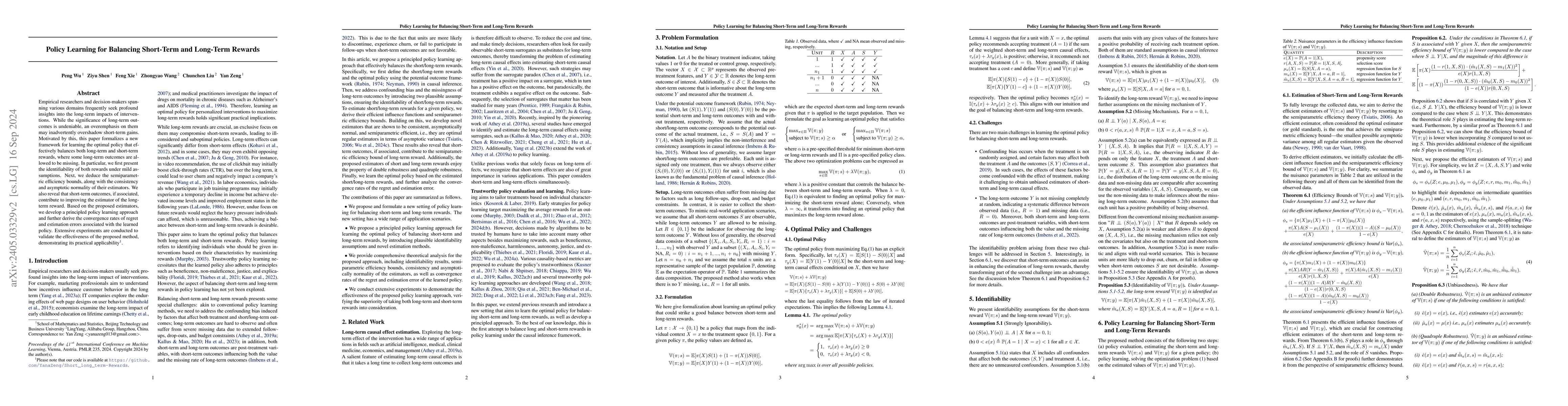 Thumbnail for Policy Learning for Balancing Short-Term and Long-Term Rewards