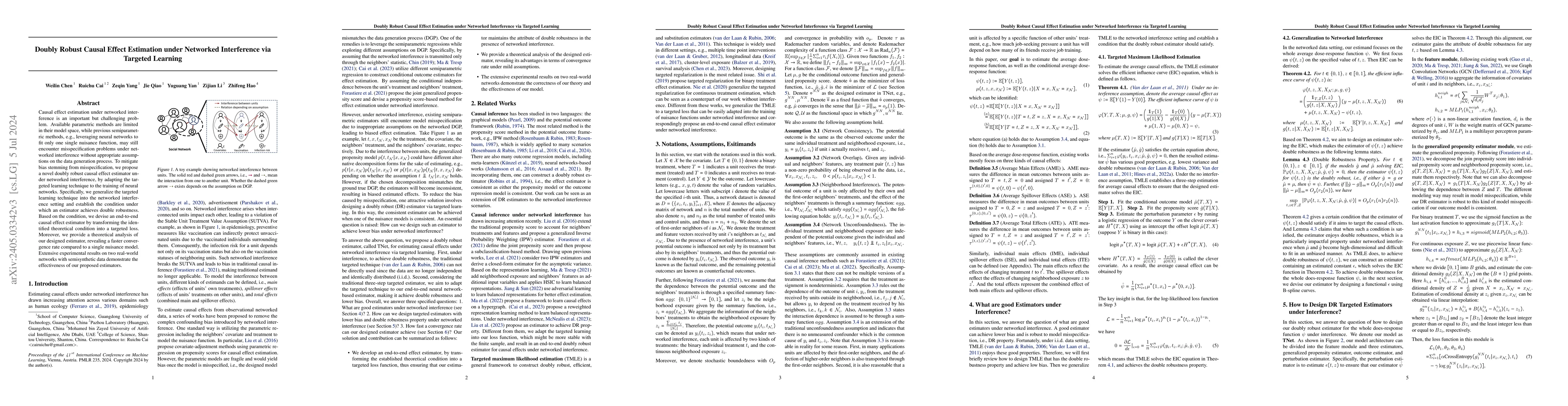 Thumbnail for Doubly Robust Causal Effect Estimation under Networked Interference via
  Targeted Learning