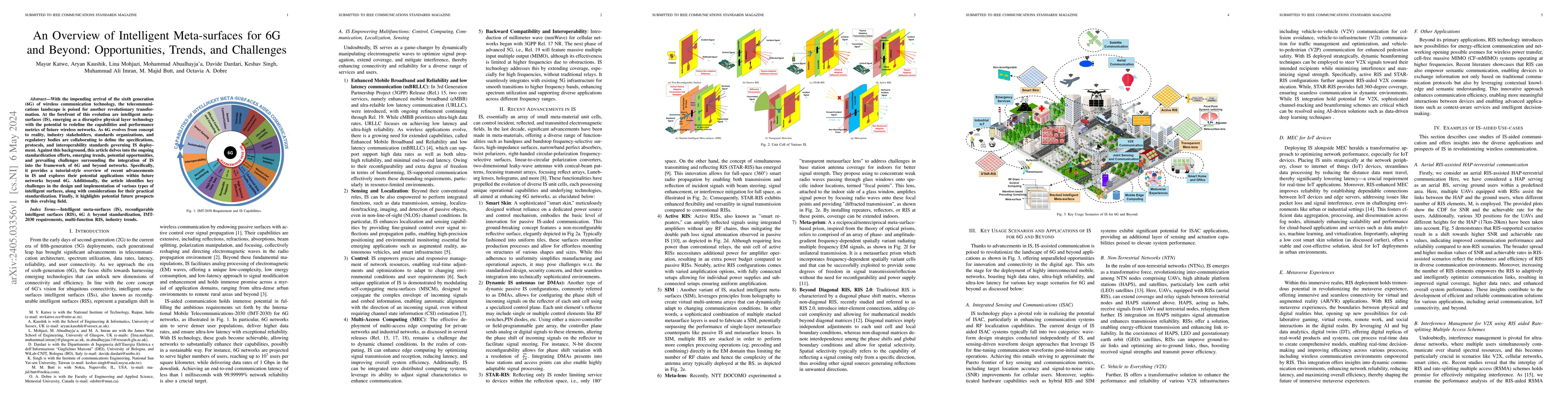 Thumbnail for An Overview of Intelligent Meta-surfaces for 6G and Beyond:
  Opportunities, Trends, and Challenges