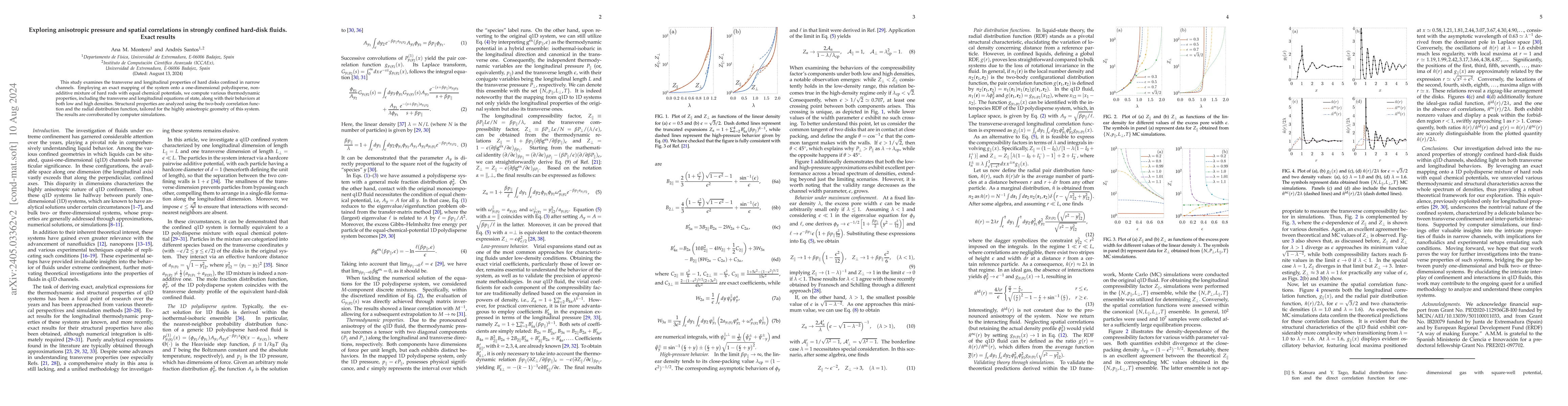 Thumbnail for Exploring anisotropic pressure and spatial correlations in strongly
  confined hard-disk fluids. Exact results