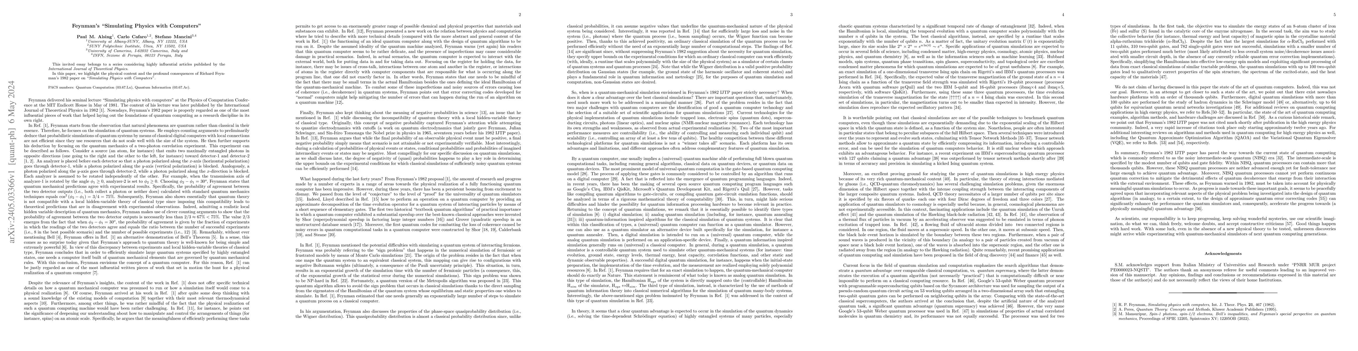 Thumbnail for Feynman's "Simulating Physics with Computers"