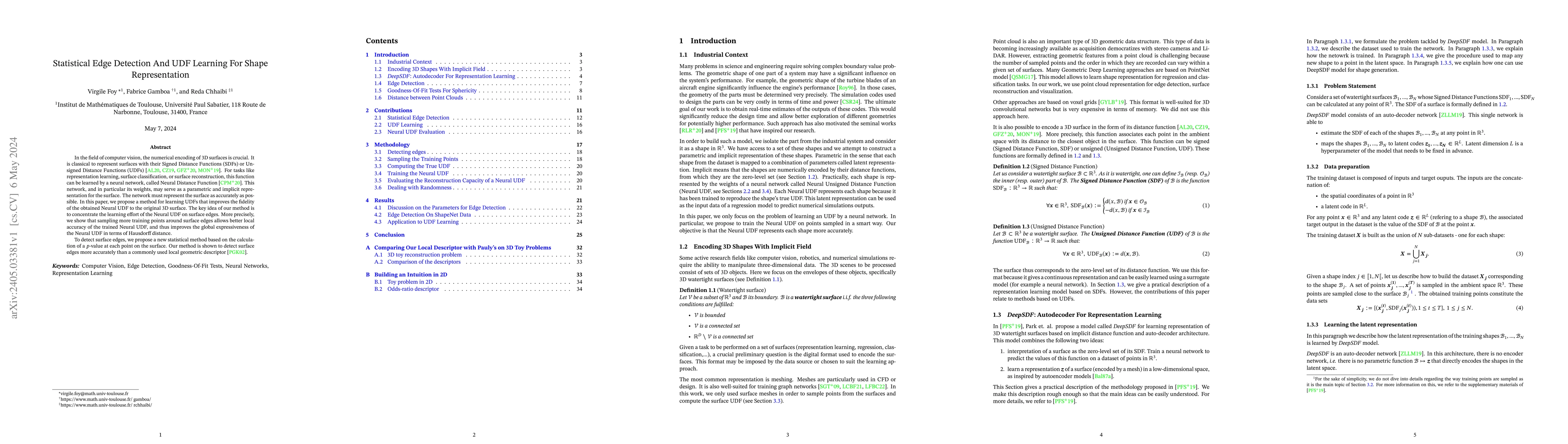 Thumbnail for Statistical Edge Detection And UDF Learning For Shape Representation